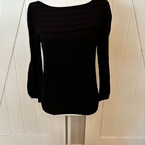LOFT Black Top Jersey and sheer boatneck